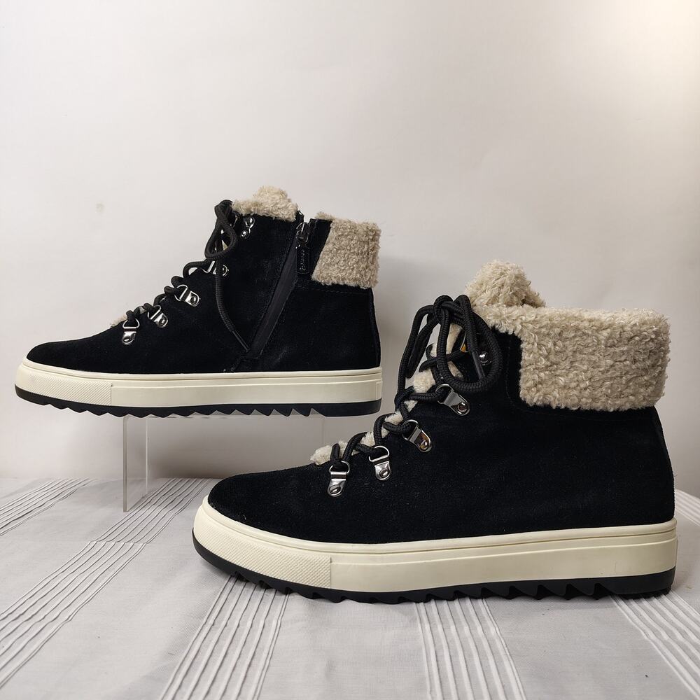 Blondo Waterproof Ankle Boots Women's Size 9M Black Suede Faux Fur Accents NWOT